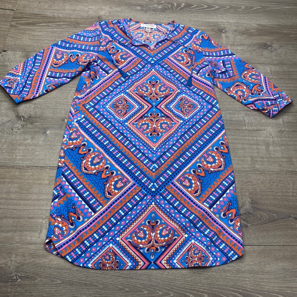 Coolibar Womens S Blue Orange Paisley UPF 50+ Tunic Dress Polyester 13795